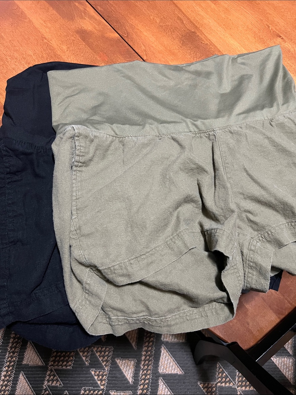 Olive Green and Black Women’s Maternity Shorts